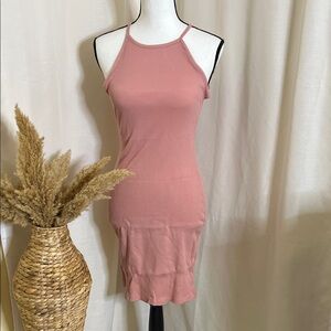 Ambiance Blush Pink Ribbed Mini Dress